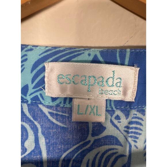 Escapada Beach Swim Cover Up Poncho Top Blue Floral Womens L/XL - Picture 6 of 7